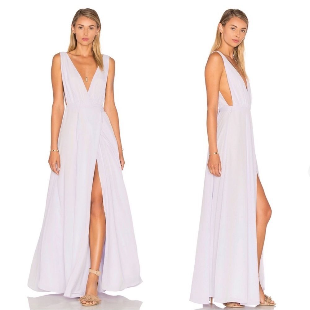 Lovers + Friends Leah Lavender Maxi Wrap Gown Size 6
